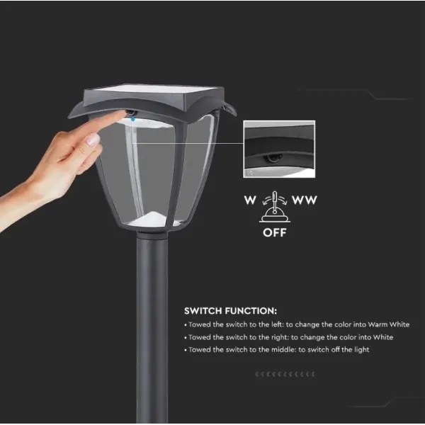 LED Solárna lampa LED/2W/230V 93 cm 3000/6000K IP65 2200 mAh