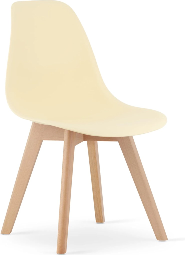 Krémová stolička KITO s bukovými nohami
