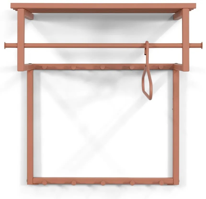 Kovový nástenný vešiak v lososovej farbe s poličkou 76 cm Rizzoli – Spinder Design