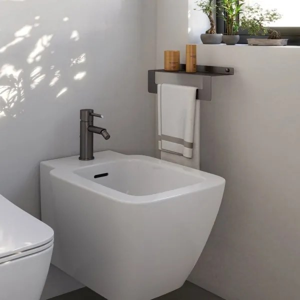 Gedy - Polička s vešiakom na uteráky CLEO 50 cm metalická sivá