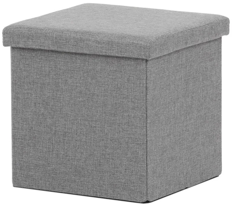 Taburet s úložným prostorem, látka šedá
