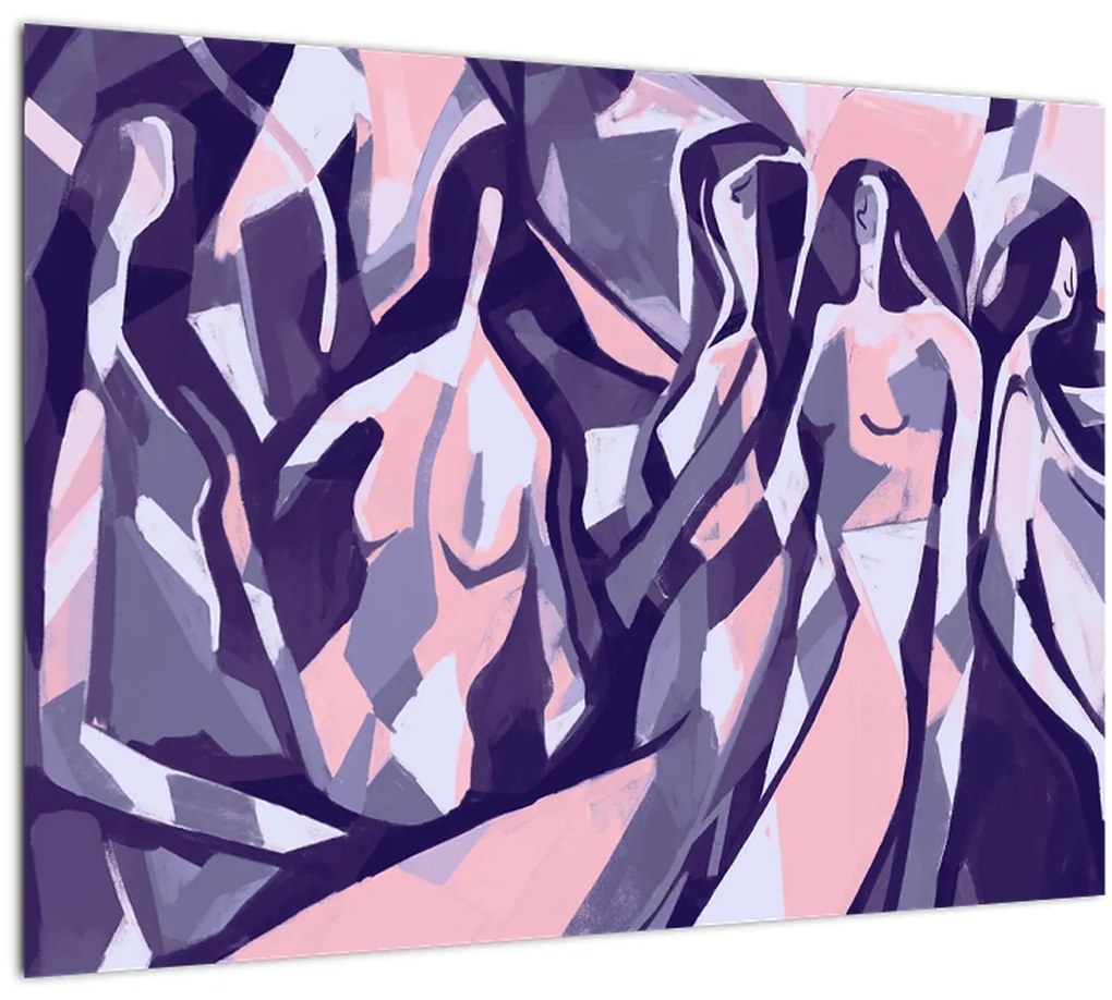 Sklenený obraz - Abstraktné ženy (70x50 cm)