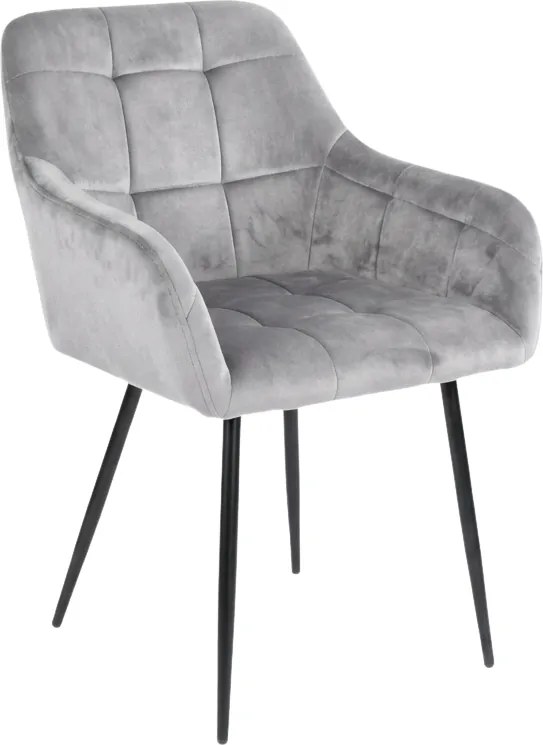 Sivé jedálenské kreslo LOREN VELVET s čiernymi nohami