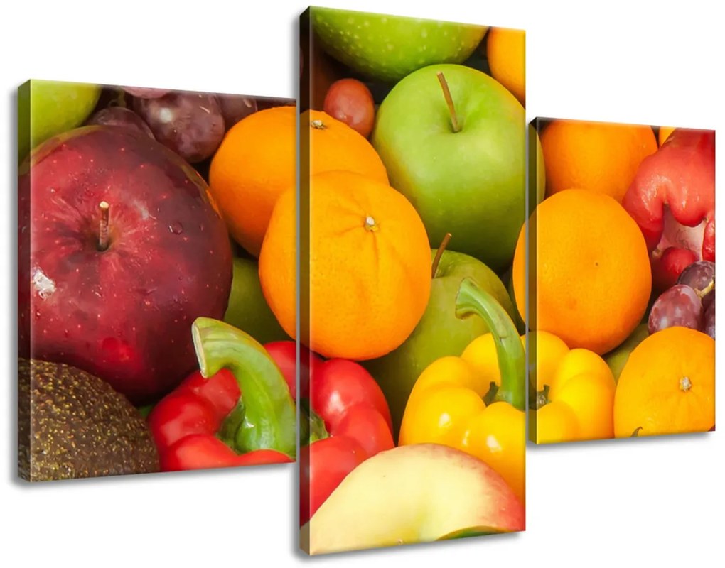 Gario 3 dielny obraz na plátne Ovocie a zelenina Veľkosť: 90 x 60 cm