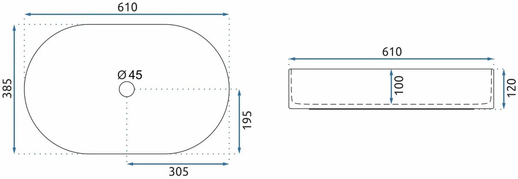 Rea Nadia, umývadlo na dosku 610x385x120 mm, imitácia kameňa - Marrone, REA-U9239