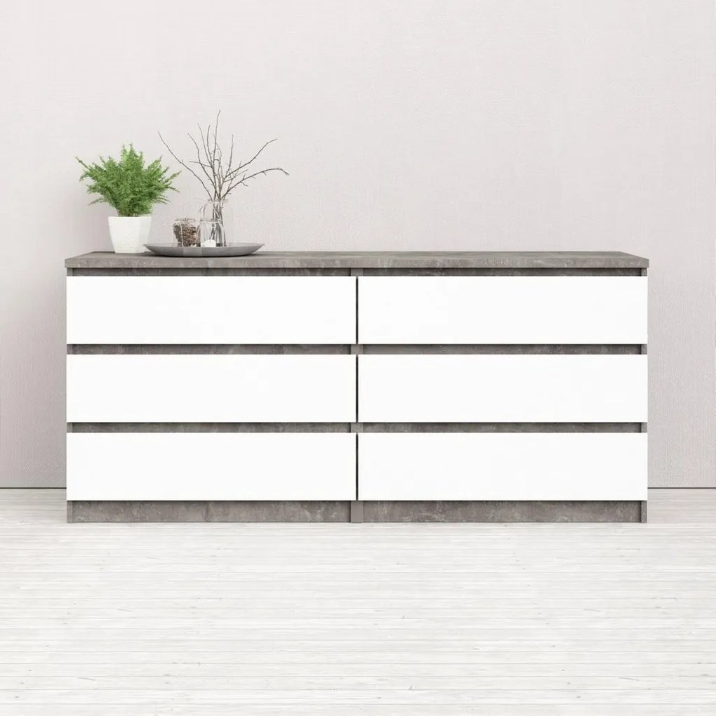 Komoda Jednoduchá I betón/biela lesklá