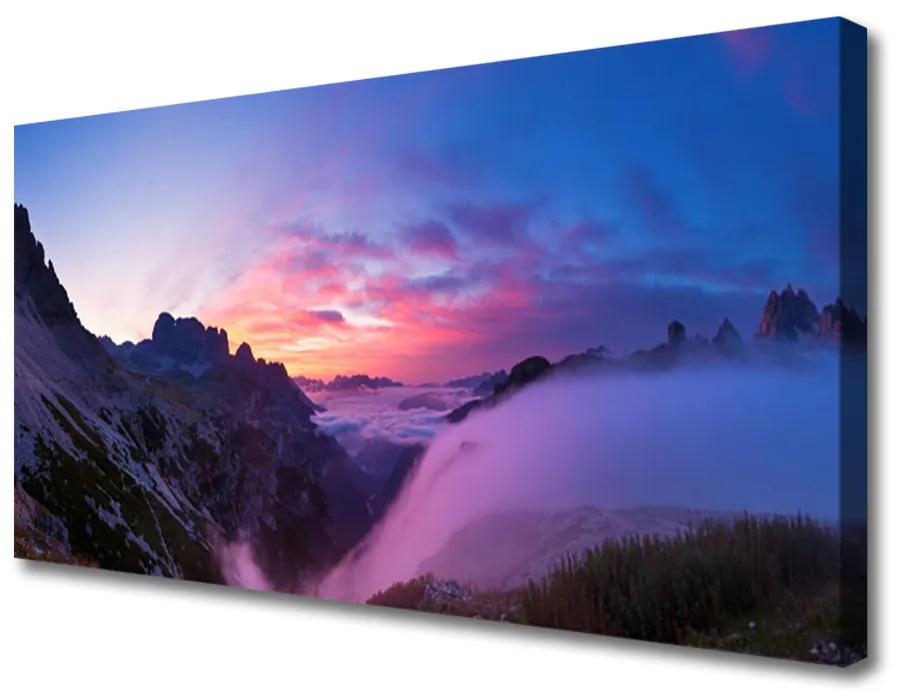 Obraz Canvas Hmla hory východ slnka 125x50 cm