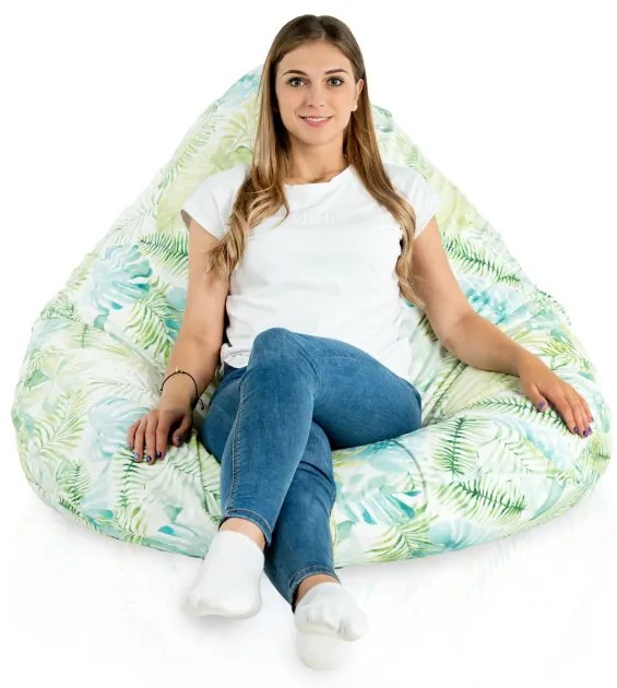 Sedací vak DROP XXL maľované lístie monstera