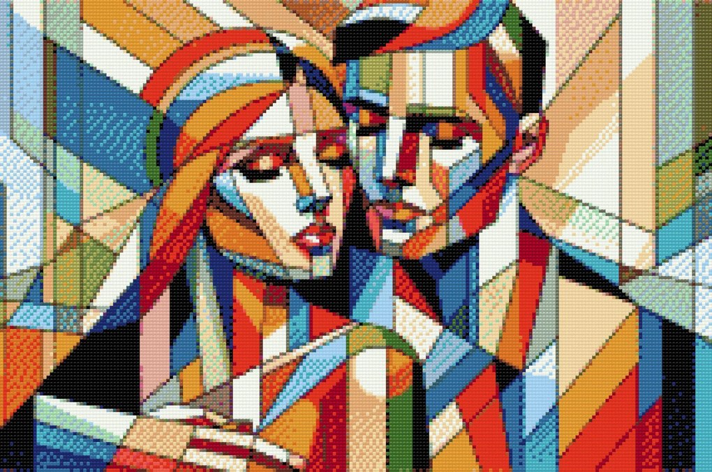 Gario Diamantové maľovanie Zamilovaný pár Rozmery: 80 x 120 cm, Rámovanie: Iba zrolované plátno, Diamanty: Okrúhle