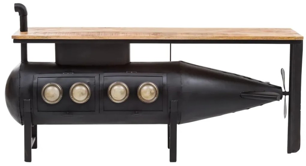 furniture-nabytek.cz - Masívna podumývadlová skrinka z recyklovanej borovice, lakovaná, čierna – 184×43×78 cm