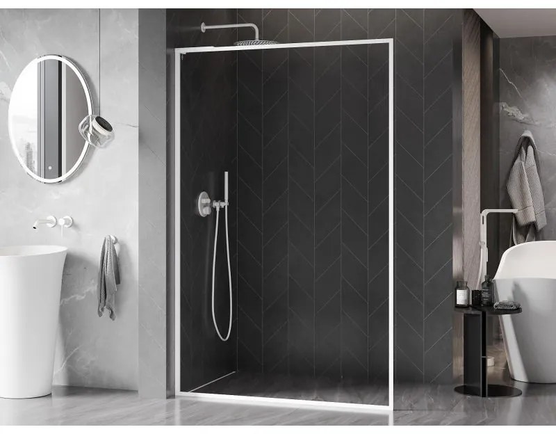 Mexen, Mexen Kioto-XF L sprchová stena s rámom 70 x 202 cm, priehľadná 10 mm, biela - 800-070-174-20-00-XF