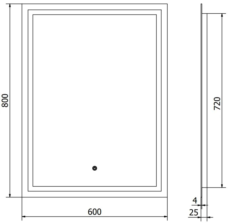 Mexen Miko, LED kúpeľňové zrkadlo s podsvietením 60 x 80 cm, 6000K, ochrana proti zahmlievaniu, 9819-060-080-611-00