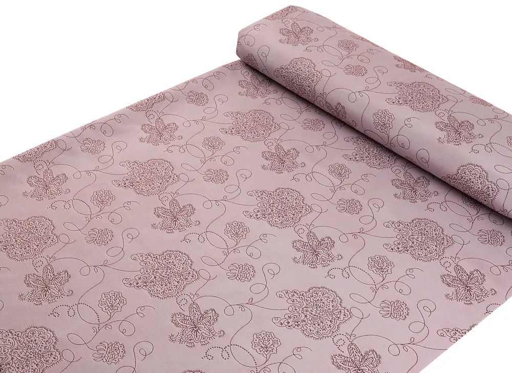 Biante Teflónový oválny obrus TF-077 Kvetované ornamenty na staroružovom 80x120 cm