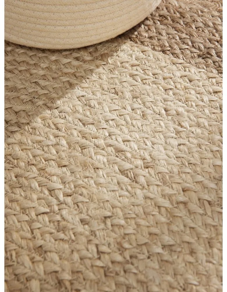 Obojstranný/ručne tkaný jutový okrúhly koberec sivobéžový ø 200 cm Jutta Greige – Hanse Home