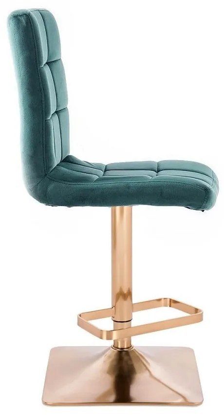 LuxuryForm DESIGN Barová stolička TOLEDO VELUR na zlatej hranatej podstave - zelená