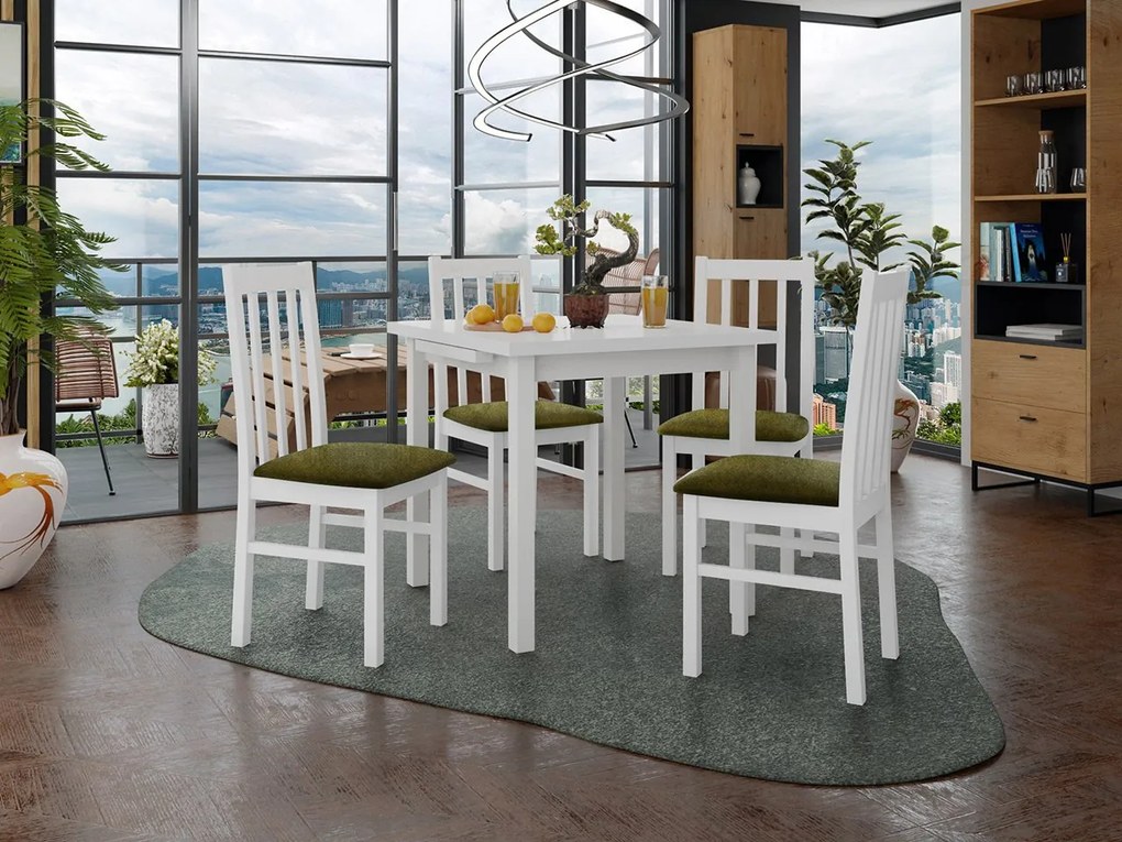 Rozkladací stôl so 4 stoličkami AL14, Morenie: biela - L, Poťahové látky: Zetta 297