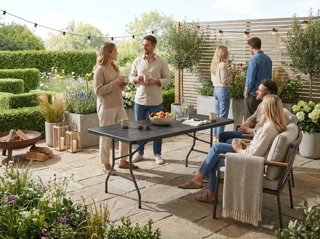 Cateringový stôl CATERON 70x180 cm, hnedý