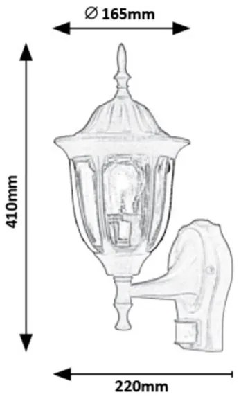 Rabalux 7837 - Vonkajšie nástenné svietidlo so senzorom MILANO 1xE27/60W/230V IP43