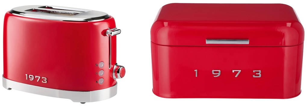 Silvercrest®  Hriankovač Retro 1973, červený + Chlebník Retro 1973, červený  (800010789)