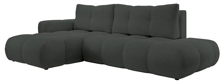Rozkladacia rohová čalúnená sedacia súprava s úložným priestorom v tvare L ALMADA ľavá antracit