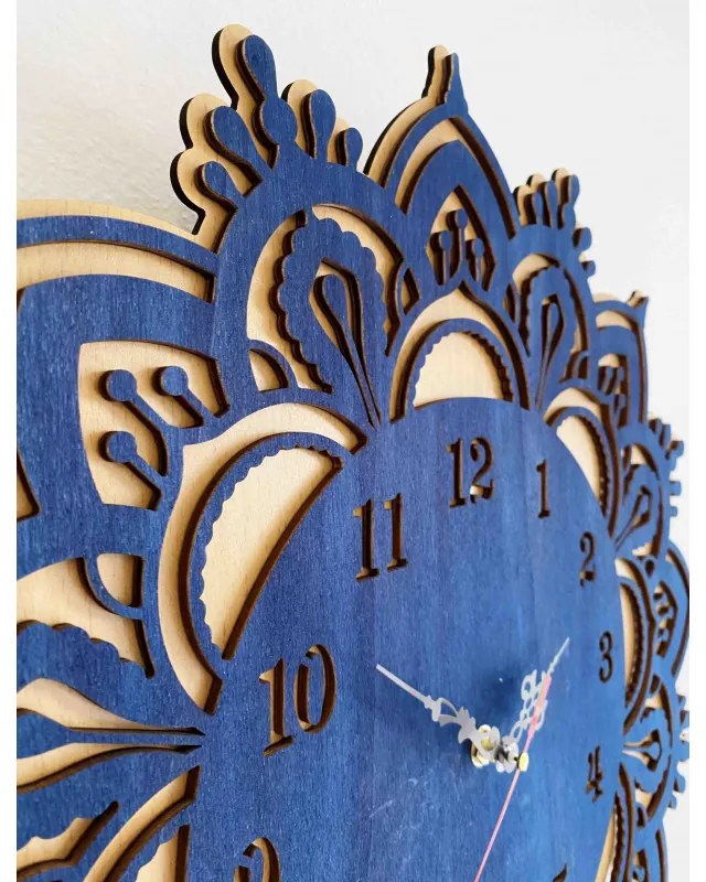 Drevené hodiny na stenu modré - dvojvrstvové l SENTOP PR0375 - A MDF BUK - MODRA RAL5002 TOPOĽ
