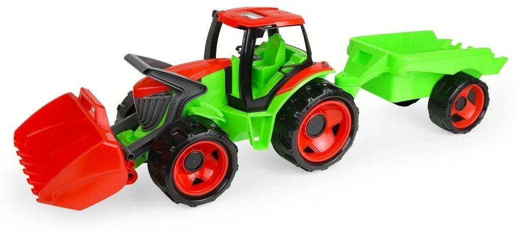 Lena Traktor s lyžicou Giga Trucks s vlekom plast 62cm v krabici 72x40x28cm 02136