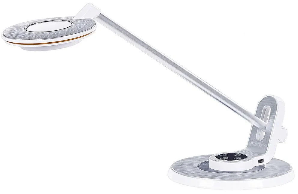Kovová stolná LED lampa biela/strieborná CORVUS Beliani