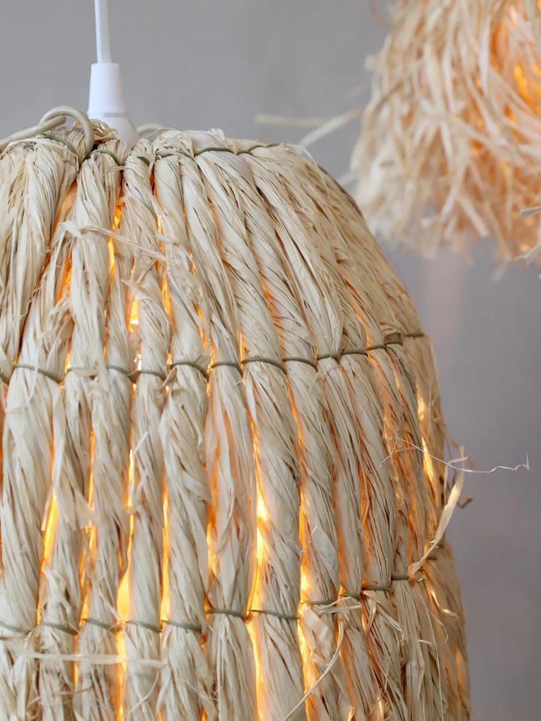 Prírodné závesné svetlo s lykovým tienidlom Raffia - Ø 28*32cm/ E27/ 40W