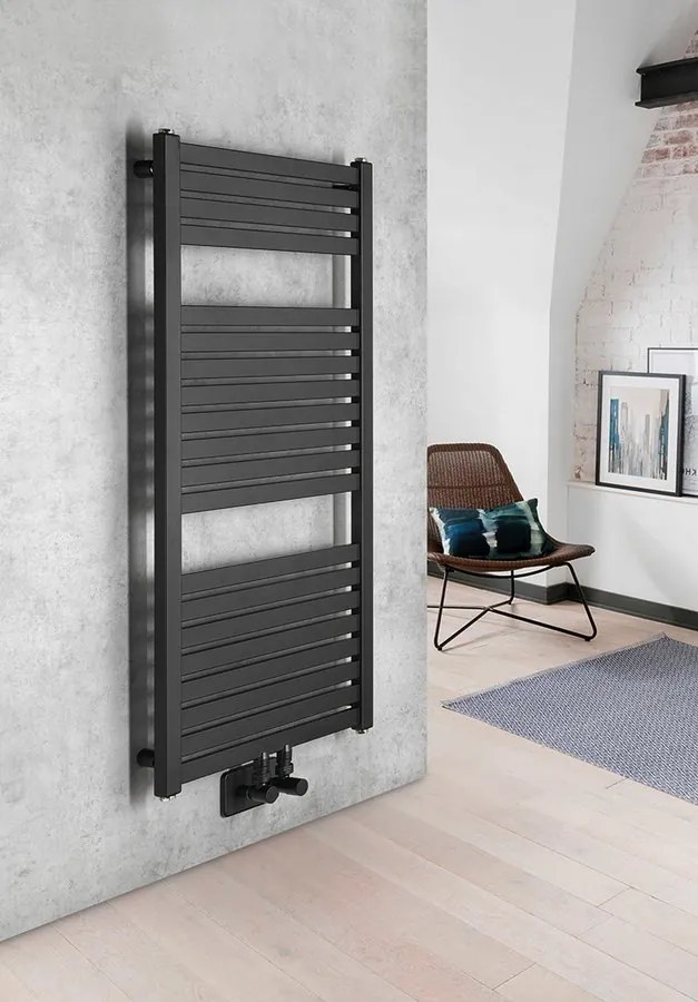 Aqualine Aqualine, TONDI vykurovacie teleso 450x970 mm, stredové pripojenie, čierna matná, DT456T