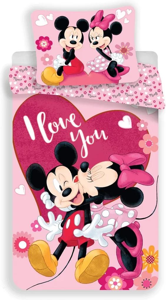 Jerry Fabrics Detské obliečky Mickey and Minnie Kiss micro, 140 x 200 cm, 70 x 90 cm