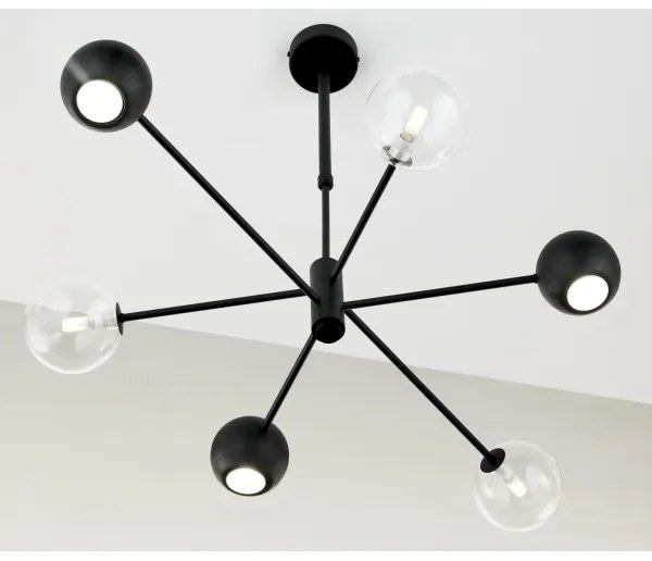 Jupiter 1995 - Luster na tyči MOKA 3xGU10/10W/230V + 3xG9/10W/230V čierna/číra