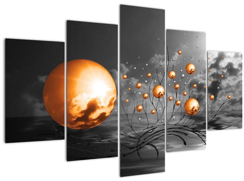 Obraz oranžových abstraktných gulí (150x105 cm)