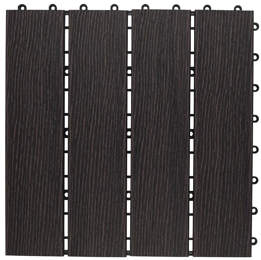 Terasová dlaždica WPC tmavohnedé drevo 30x30 cm