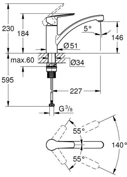 GROHE 324412432 - Kuchynská batéria START 184 mm čierna