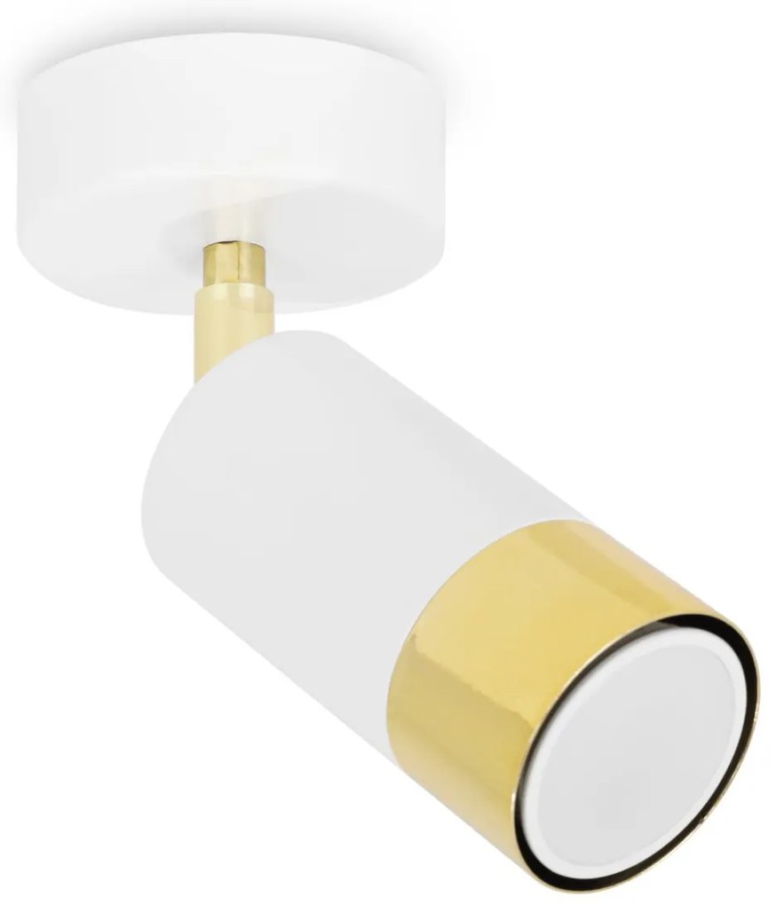 Bodové svietidlo Hugo, 1x biele/zlaté kovové tienidlo, (možnosť polohovania)