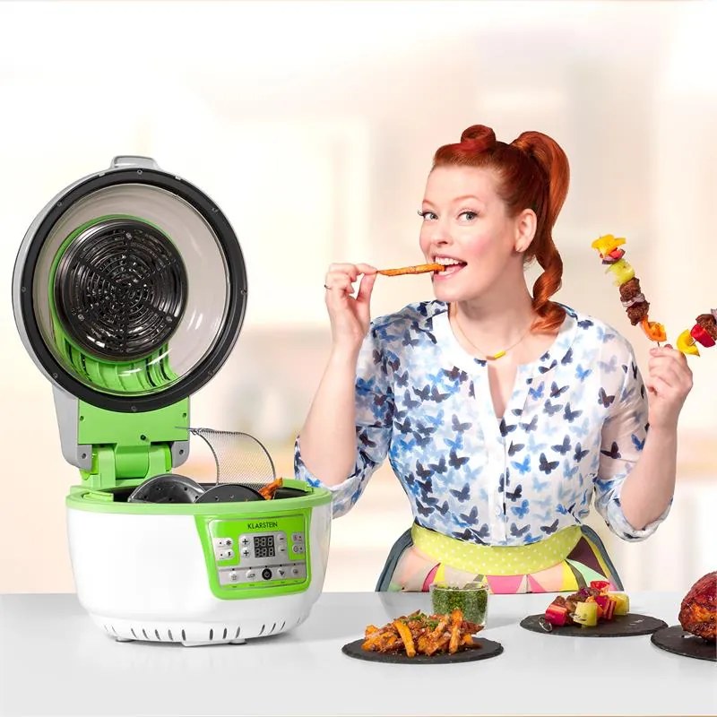 Klarstein VitAir Turbo, teplovzdušná fritéza, 1400 W, 9 l, zeleno-biela