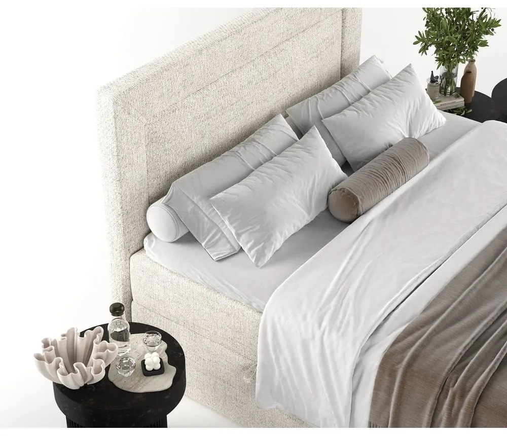 Krémovobiela boxspring posteľ s úložným priestorom 140x200 cm Imagine – Maison de Rêve