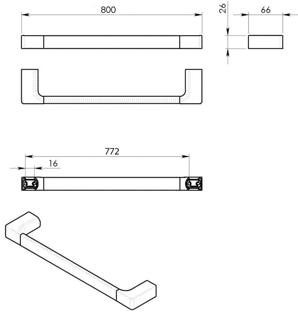 GEDY PI218013 Pirenei držiak uterákov 80 x 6,6 cm, strieborná