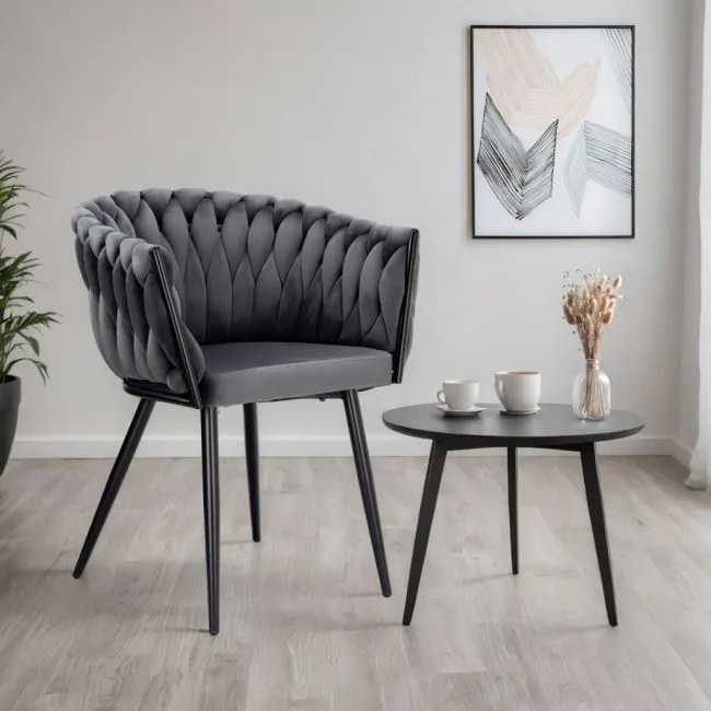 Jedálenská stolička COFTON zamatová, čierna / grafitová
