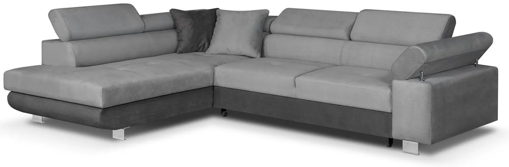 MEGA AKCE Rozkládací rohová sedací souprava FREDO Tmavě Šedá / Šedá 84+92 - Levý