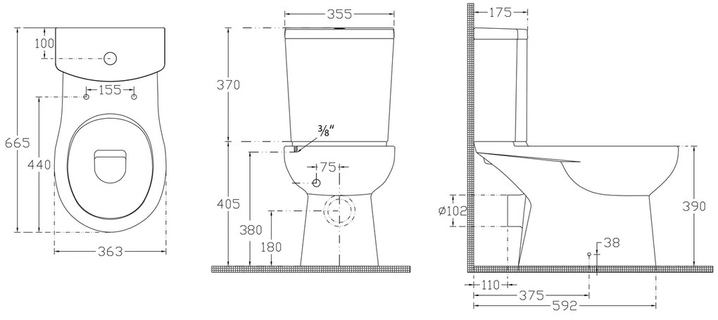 Sapho Sapho, KAIRO WC kombi, zadný odpad, splachovací mechanizmus, PC105