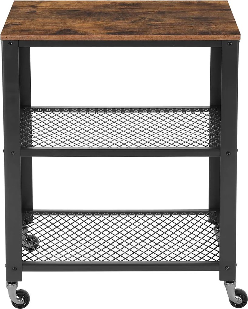 Odkladací stolík na kolieskach TAYLOR 60x40 cm, rustikálne hnedý