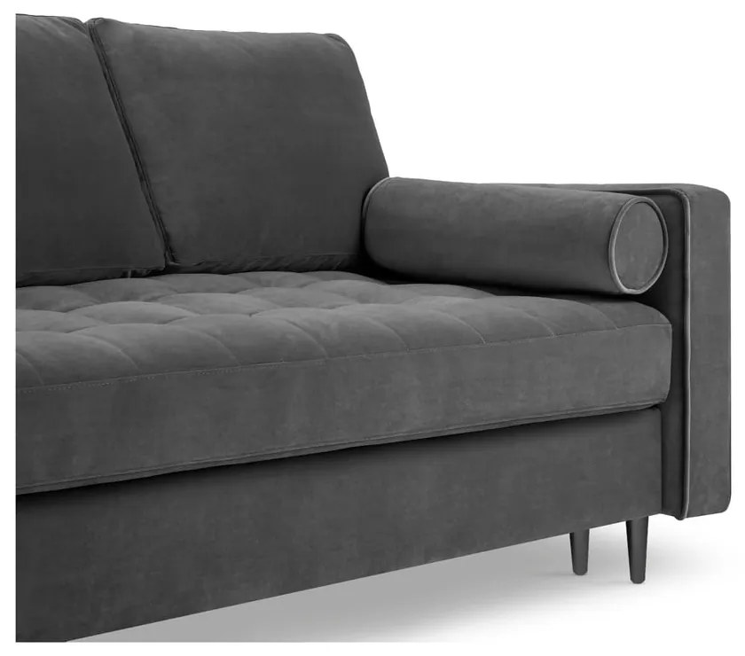 Tmavosivá zamatová rozkladacia pohovka Milo Casa Santo