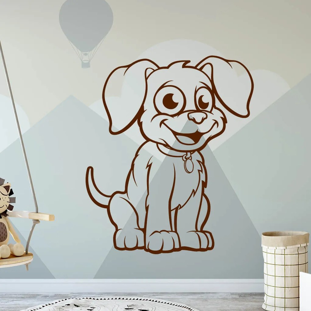Veselá Stena Samolepka Detský psík Farba: šedá, Veľkosť: 100 x 84 cm