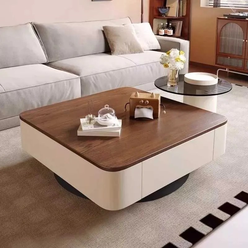 LuxuryForm DESIGN Konferenčný stolík MODENA 80 × 80 cm – hnedý, béžový (set)