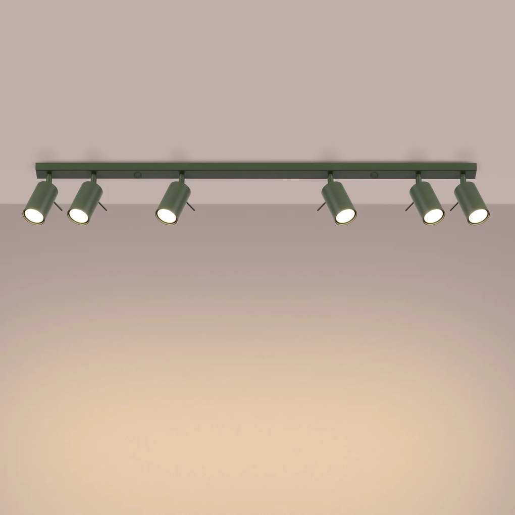 Bodové svietidlo Ring, 6x olivové kovové tienidlo, (možnosť polohovania)