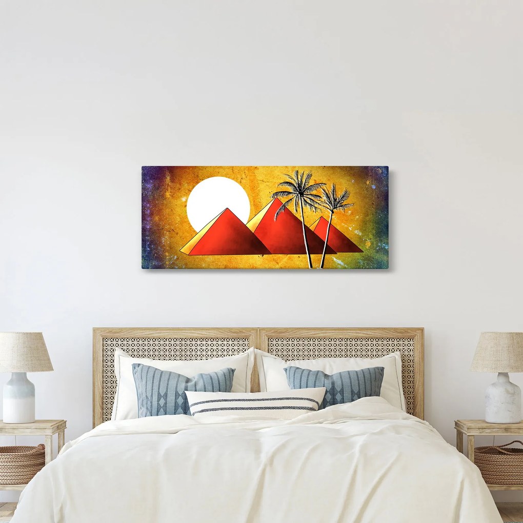 Obraz maľovaných egyptských pyramíd (120x50 cm)