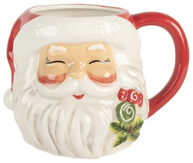 Mug Santa Claus 550 Ml White Red Ceramic - 16.0 cm