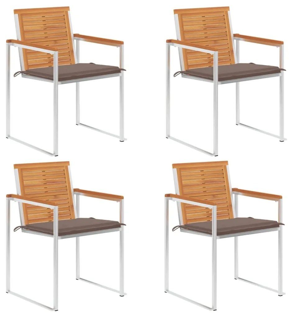 Záhradné stoličky 4 ks s podložkami akáciový masív 3078478