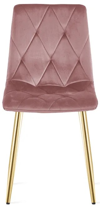 Jedálenská stolička LIBRA zamatová, ružová / zlaté nohy